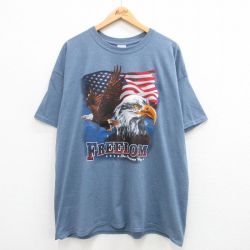 00s 半袖Tシャツ ワシ星条旗 ネイビー XL | 古着