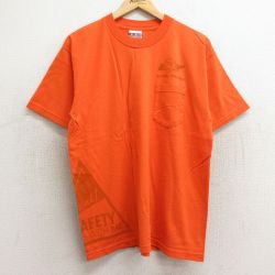 L★古着 半袖 ビンテージ Tシャツ メンズ 90年代 90s TVA 胸ポケット付き コットン クルーネック USA製 オレンジ 24may28 中古