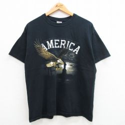 00s 半袖Tシャツ ワシ自由の女神 ブラック XL | 古着
