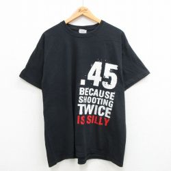 XL★古着 半袖 ビンテージ Tシャツ メンズ 00年代 00s 45 BECAUSE 大きいサイズ コットン クルーネック 黒 ブラック 24may30 中古
