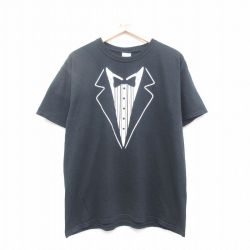 L★古着 ジャージーズ 半袖 ビンテージ Tシャツ メンズ 00年代 00s タキシード クルーネック 黒 ブラック 24may30 中古