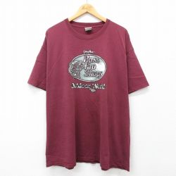 XL★古着 半袖 ビンテージ Tシャツ メンズ 00年代 00s バスプロショップス 大きいサイズ コットン クルーネック エンジ 24may31 中古