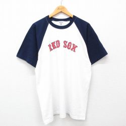 【50%OFF】XL★古着 ジャージーズ 半袖 ビンテージ Tシャツ メンズ 00年代 00s MLB ボストンレッドソックス ラグラン ツートンカラー クルーネック 白他 ホワイト メジャーリーグ ベースボール 野球 24may31 中古
