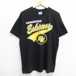 【50%OFF】L★古着 半袖 ビンテージ Tシャツ メンズ 00年代 00s エドモントンエルクス コットン クルーネック 黒 ブラック 24jun01 中古