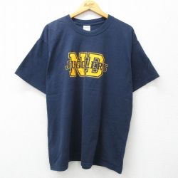 XL★古着 半袖 ビンテージ Tシャツ メンズ 00年代 00s ノートルダム ジャグラー 大きいサイズ コットン クルーネック 濃紺 ネイビー 24jun03 中古