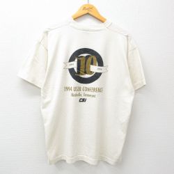 XL★古着 フルーツオブザルーム 半袖 ビンテージ Tシャツ メンズ 90年代 90s カンファレンス 大きいサイズ クルーネック USA製 生成り 24jun04 中古