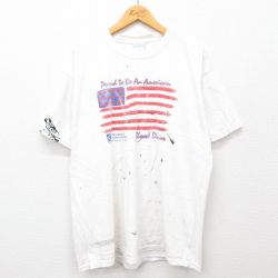 【50%OFF】XL★古着 All Sport 半袖 ビンテージ Tシャツ メンズ 00年代 00s 星条旗 ハート コットン クルーネック 白 ホワイト 24jun05 中古