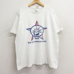 【50%OFF】XL★古着 フルーツオブザルーム 半袖 ビンテージ Tシャツ メンズ 00年代 00s 自由の女神 大きいサイズ コットン クルーネック 白 ホワイト 24jun05 中古