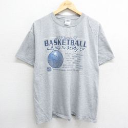 XL★古着 半袖 ビンテージ Tシャツ メンズ 00年代 00s バスケットボール シラキュース 大学 クルーネック グレー 霜降り 24jun06 中古
