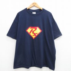XL★古着 ジャージーズ 半袖 ビンテージ Tシャツ メンズ 00年代 00s RX デュケイン 大学 大きいサイズ コットン クルーネック 紺 ネイビー 24jun06 中古