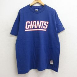 XL★古着 リーボック REEBOK 半袖 ビンテージ Tシャツ メンズ 00年代 00s NFL ニューヨークジャイアンツ コットン クルーネック 青 ブルー アメフト スーパーボウル 24jun06 中古