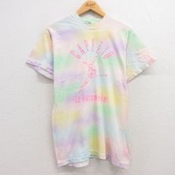 M★古着 スクリーンスターズ 半袖 ビンテージ Tシャツ メンズ 80年代 80s CAPEZIO コットン クルーネック USA製 薄ピンク他 タイダイ 24jun11 中古