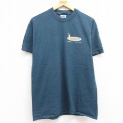 M★古着 ヘインズ Hanes 半袖 ビンテージ Tシャツ メンズ 90年代 90s tomcat コットン クルーネック USA製 紺 ネイビー 24jun11 中古