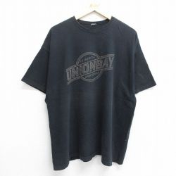 XL★古着 ユニオンベイ 半袖 ビンテージ Tシャツ メンズ 90年代 90s ビッグロゴ 大きいサイズ クルーネック 黒 ブラック 24jun12 中古