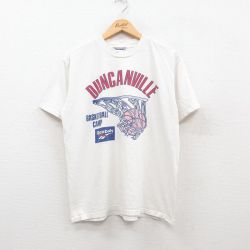 L★古着 リーボック REEBOK 半袖 ビンテージ Tシャツ メンズ 00年代 00s バスケットボール コットン クルーネック 白 ホワイト 24jun14 中古