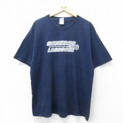 XL★古着 半袖 ビンテージ Tシャツ メンズ 00年代 00s ラクロス コットン クルーネック 紺 ネイビー 24jun14 中古