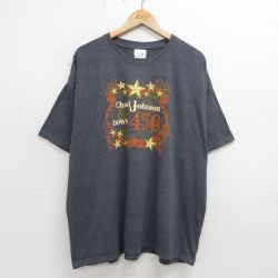 XL★古着 ヘインズ Hanes 半袖 ビンテージ Tシャツ メンズ 00年代 00s Chad Johnson 大きいサイズ クルーネック 濃グレー 霜降り 24jun14 中古