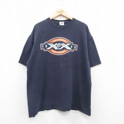 XL★古着 半袖 ビンテージ Tシャツ メンズ 00年代 00s NFL シカゴベアーズ 大きいサイズ コットン クルーネック 紺 ネイビー アメフト スーパーボウル 24jun15 中古
