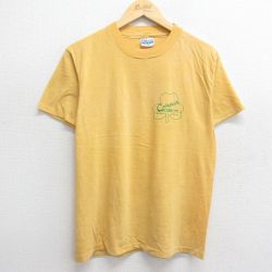 【30%OFF】M★古着 ヘインズ Hanes 半袖 ビンテージ Tシャツ メンズ 80年代 80s Callaghan クローバー クルーネック USA製 黄 イエロー 24jun19 中古