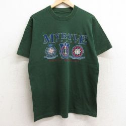 L★古着 半袖 ビンテージ Tシャツ メンズ 90年代 90s マートルビーチ クルーネック 緑 グリーン 24jun21 中古
