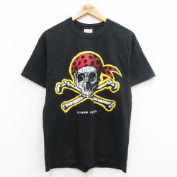 M★古着 ヘインズ Hanes 半袖 ビンテージ Tシャツ メンズ 00年代 00s スカル ケイマン コットン クルーネック 黒 ブラック 24jun22 中古