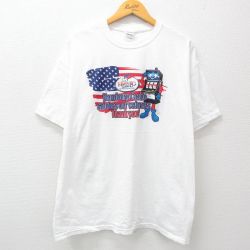 【50%OFF】XL★古着 半袖 ビンテージ Tシャツ メンズ 00年代 00s 星条旗 カジノ 大きいサイズ コットン クルーネック 白 ホワイト 24jun22 中古