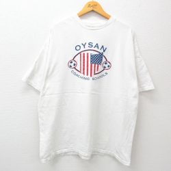 【50%OFF】XL★古着 アディダス adidas 半袖 ビンテージ Tシャツ メンズ 00年代 00s 星条旗 サッカー 大きいサイズ コットン クルーネック 白 ホワイト 24jun24 中古