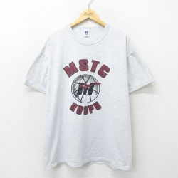 XL★古着 ラッセル 半袖 ビンテージ Tシャツ メンズ 00年代 00s MSTC 大きいサイズ クルーネック USA製 薄グレー 霜降り 24jun24 中古