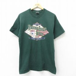 L★古着 フルーツオブザルーム 半袖 ビンテージ Tシャツ メンズ 90年代 90s ロデオ コットン クルーネック USA製 濃緑 グリーン 24jun25 中古