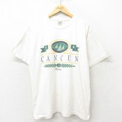 XL★古着 半袖 ビンテージ Tシャツ メンズ 00年代 00s カンクン コットン クルーネック 生成り 24jun26 中古