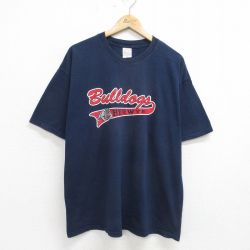 XL★古着 半袖 ビンテージ Tシャツ メンズ 00年代 00s バーウィンブルドッグス コットン クルーネック 紺 ネイビー 24jun27 中古