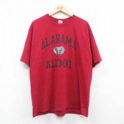 XL★古着 半袖 ビンテージ Tシャツ メンズ 00年代 00s ALABAMA ALUMNI ゾウ 大きいサイズ コットン クルーネック エンジ 24jun27 中古