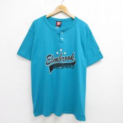 XL★古着 ウィルソン 半袖 ビンテージ Tシャツ メンズ 00年代 00s Elmbrook ヘンリーネック 薄紺 ネイビー 24jun27 中古