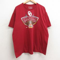 XL★古着 ナイキ NIKE 半袖 ビンテージ Tシャツ メンズ 00年代 00s オクラホマスーナーズ フットボール 大きいサイズ コットン クルーネック エンジ系 24jun28 中古