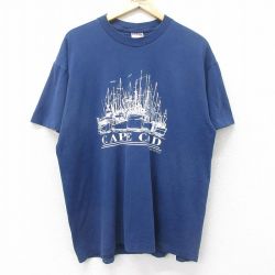 【50%OFF】XL★古着 オニータ ONEITA 半袖 ビンテージ Tシャツ メンズ 90年代 90s ケープコッド 大きいサイズ クルーネック USA製 紺 ネイビー 24jul01 中古