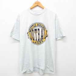 XL★古着 フルーツオブザルーム 半袖 ビンテージ Tシャツ メンズ 90年代 90s フットボール 大きいサイズ クルーネック USA製 薄グレー 霜降り 24jul01 中古