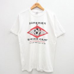 L★古着 半袖 ビンテージ Tシャツ メンズ 00年代 00s サッカー キャンプ コットン クルーネック 白 ホワイト 24jul01 中古