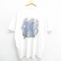 XL★古着 フルーツオブザルーム 半袖 ビンテージ Tシャツ メンズ 00年代 00s URBANS WARRIORS 剣 大きいサイズ コットン クルーネック 白 ホワイト 24jul02 中古