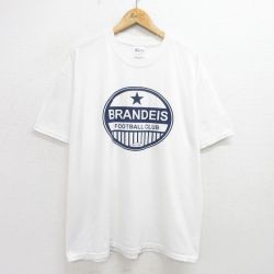 XL★古着 ヘインズ Hanes 半袖 ビンテージ Tシャツ メンズ 00年代 00s BRANDEIS サッカー 大きいサイズ クルーネック 白 ホワイト 24jul05 中古