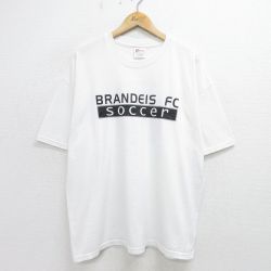 XL★古着 ヘインズ Hanes 半袖 ビンテージ Tシャツ メンズ 00年代 00s サッカー ブランディス 大きいサイズ クルーネック 白 ホワイト 24jul06 中古