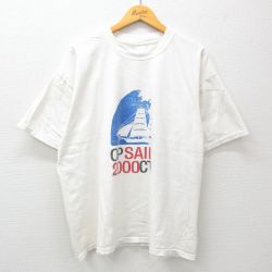 【50%OFF】XL★古着 半袖 ビンテージ Tシャツ メンズ 00年代 00s ヨット 大きいサイズ コットン クルーネック 白 ホワイト 24jul08 中古