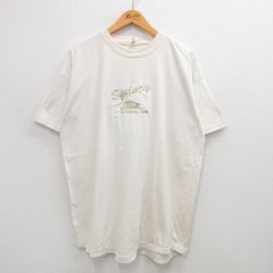 XL★古着 半袖 ビンテージ Tシャツ メンズ 90年代 90s シドニー オーストラリア 刺繍 コットン クルーネック 生成り 24jul09 中古
