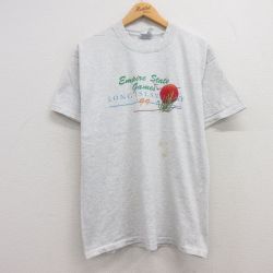 L★古着 半袖 ビンテージ Tシャツ メンズ 90年代 90s Empire state games クルーネック 薄グレー 霜降り 24jul09 中古