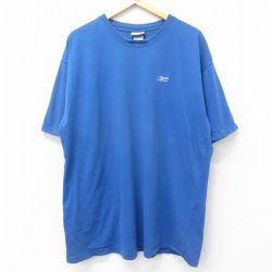 XL★古着 リーボック REEBOK 半袖 ビンテージ Tシャツ メンズ 00年代 00s ワンポイントロゴ 大きいサイズ コットン クルーネック 青 ブルー 24jul09 中古