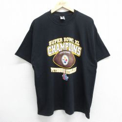 XL★古着 ジャージーズ 半袖 ビンテージ Tシャツ メンズ 00年代 00s NFL ピッツバーグスティーラーズ 大きいサイズ コットン クルーネック 黒 ブラック アメフト スーパーボウル 24jul11 中古