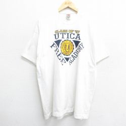 XL★古着 フルーツオブザルーム 半袖 ビンテージ Tシャツ メンズ 90年代 90s UTICA 大きいサイズ クルーネック USA製 白 ホワイト 24jul11 中古