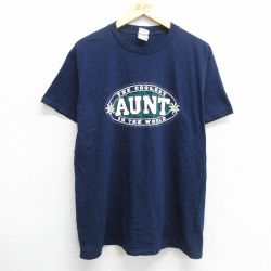 L★古着 フルーツオブザルーム 半袖 ビンテージ Tシャツ メンズ 00年代 00s AUNT コットン クルーネック 紺 ネイビー 24jul11 中古