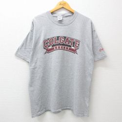 XL★古着 半袖 ビンテージ Tシャツ メンズ 00年代 00s コルゲート ホッケー 大きいサイズ クルーネック グレー 霜降り 24jul12 中古
