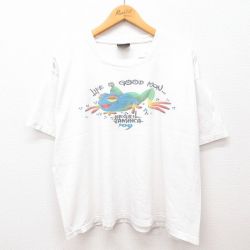 XL★古着 半袖 ビンテージ Tシャツ メンズ 00年代 00s カエル ジャマイカ 大きいサイズ コットン クルーネック 白 ホワイト 24jul13 中古
