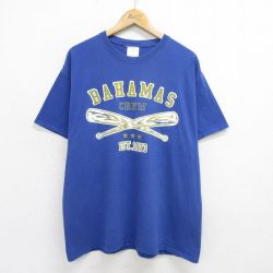 XL★古着 半袖 ビンテージ Tシャツ メンズ 00年代 00s バハマ バット 大きいサイズ コットン クルーネック 紺 ネイビー 24jul15 中古